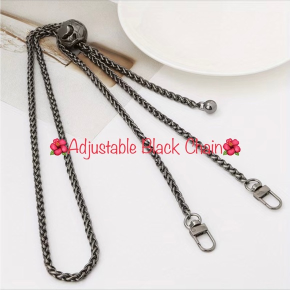 New Adjustable Crossbody/ Shoulder Strap Purse/Wallet Chain in Black - Picture 1 of 14